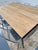 Oak dining table Dublin, 1 inch thick top, slimline, industrial style, modernist, loft style, for small apartment, on sale, discounted price, hand made in Ireland, sleek dining table