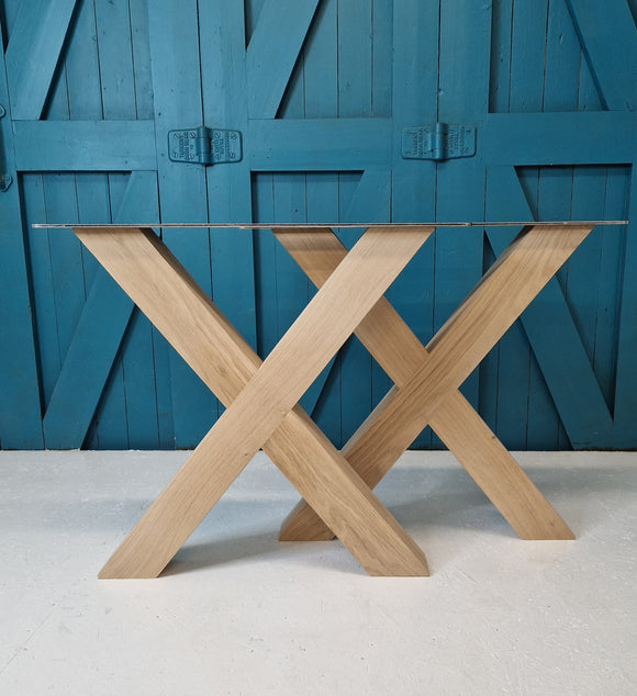 Oak dining table X style legs 100mm x 100mm set of 2