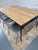 Oak dining table Dublin, 1 inch thick top, slimline, industrial style, modernist, loft style, for small apartment, on sale, discounted price, hand made in Ireland, sleek dining table